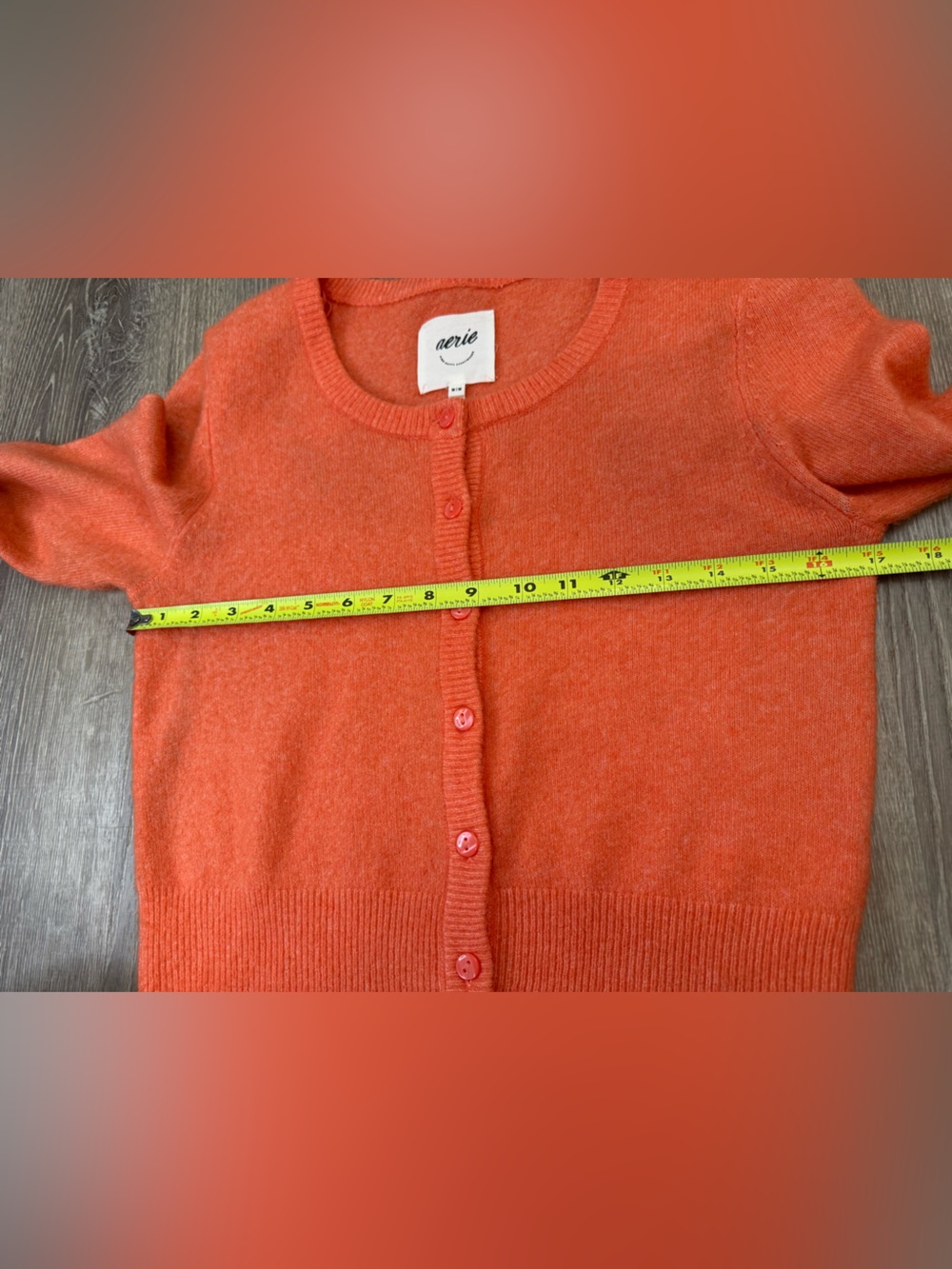 AERIE Campus Cool Plush Orange Button Front Cardigan Sweater Women’s Medium - Picture 5 of 8